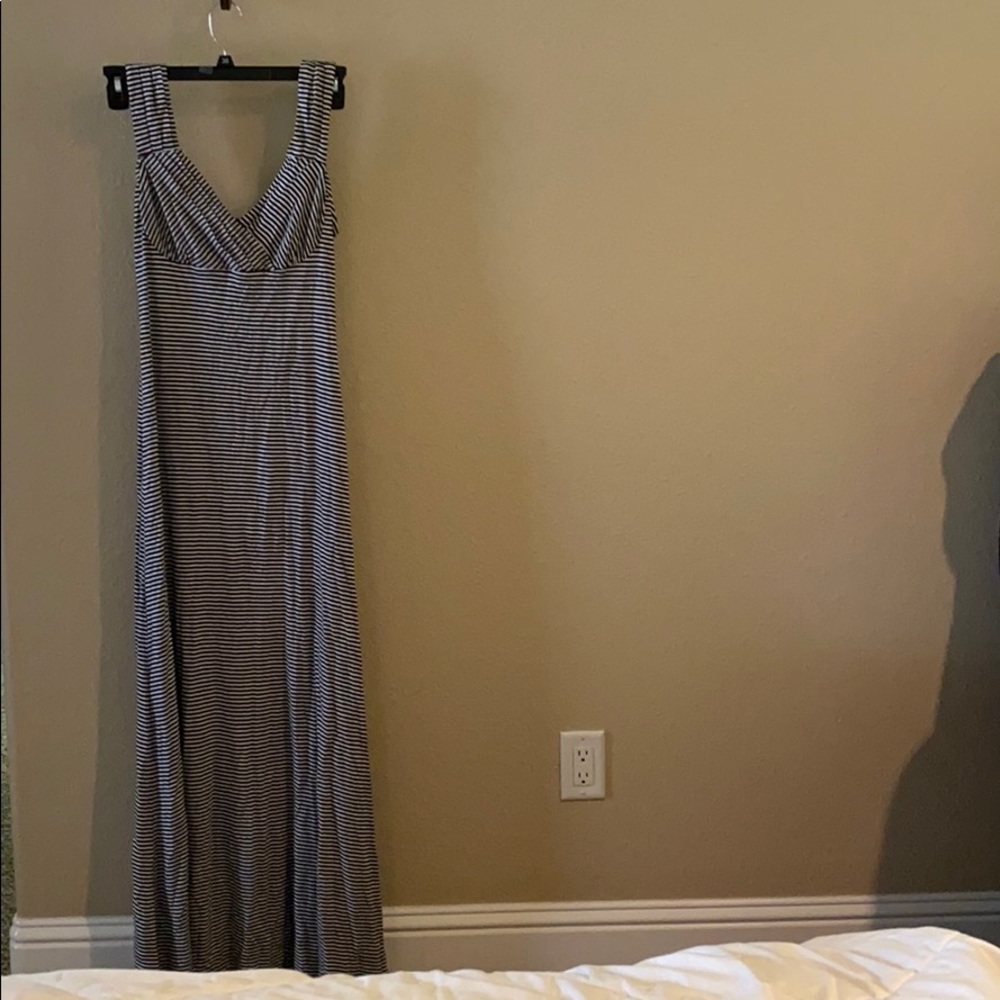 INC black and white stripe maxi dress